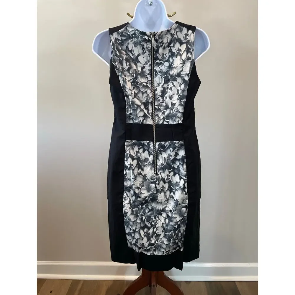 Michael Michael Kors Gray Floral Sleeveless Sheath Dress — Size 6